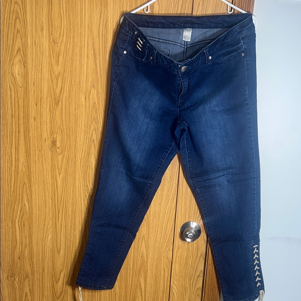 Cache Navy Ankle Jeans